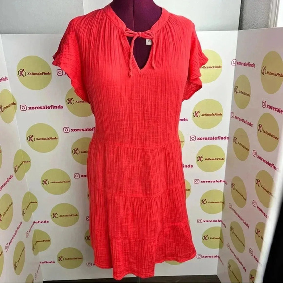 Style & Co Cotton Gauze Tie-Neck Tiered Dress - Picture 2 of 6